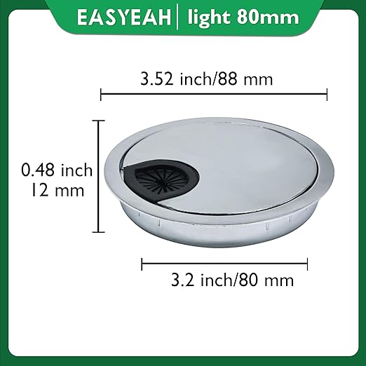 1 Pcs Desk Grommet 3-1/8" / 80 mm, Desk Cord Hole Cover, Cable Grommet Metal - Image 8