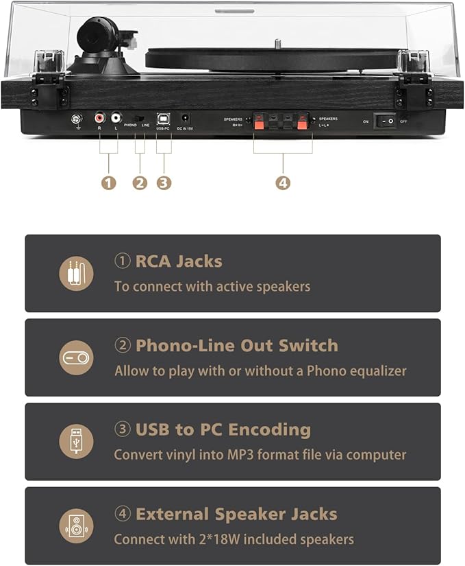 Record Player Vinyl Bluetooth Turntable - Image 4