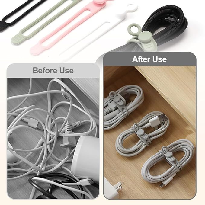 20pcs Data Cable Organizer, 2025 New Silicone Cable Ties Cable Management - Image 2
