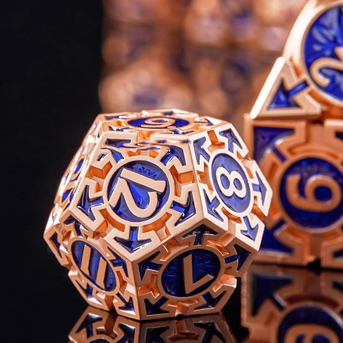 Rare Rose Gold 7-Die Metal DND Dice Set, D and D Dice - Image 5