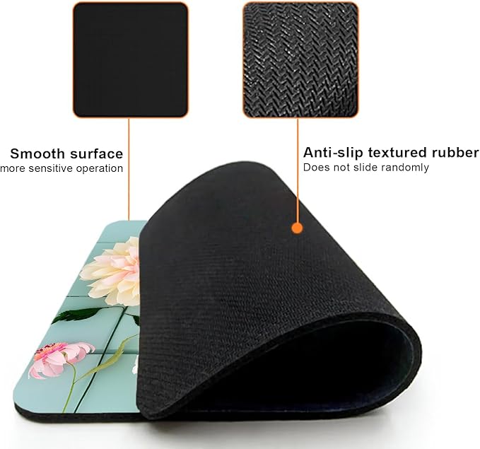 Mouse Pad, Cute Blue Wood Beautiful Flower Mouse Pads - Image 3
