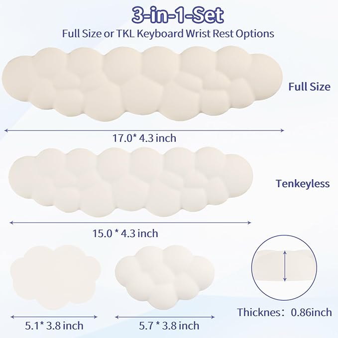 Cloud Wrist Rest Keyboard, Cloud Keyboard Wrist Pad Set - Image 6