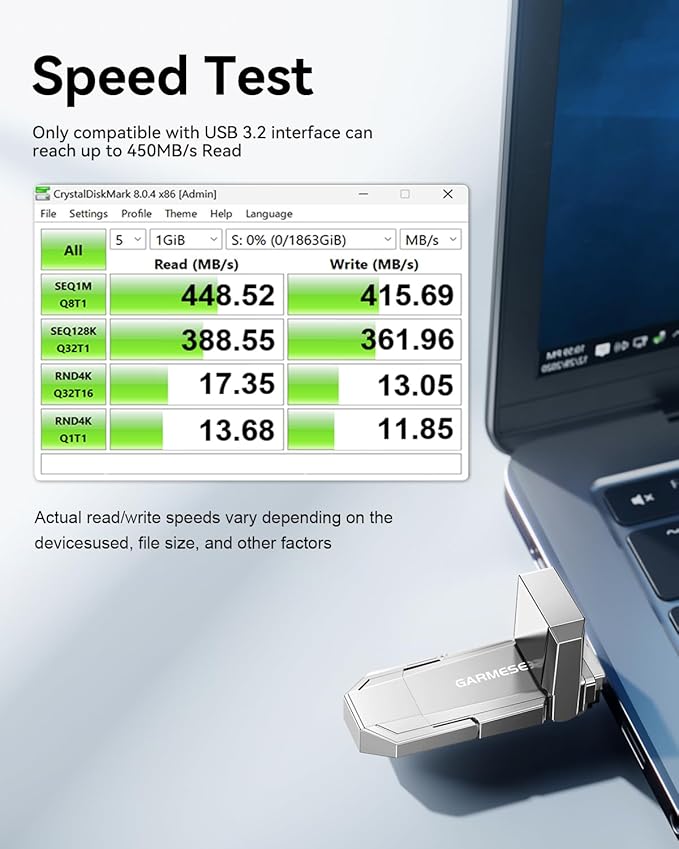 512GB USB C Flash Drive Up to 450MB/s Read Speed, External SSD USB 3.2 Gen 1 - Image 4