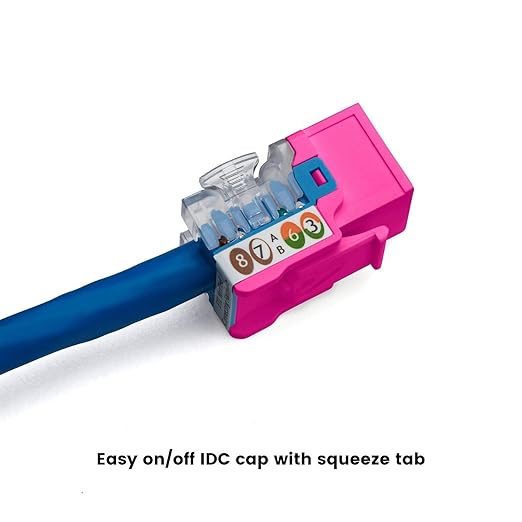 TRUE CABLE Cat6A Keystone Jack, 90 Degree Punch-Down, 48 Pack, 328 Feet - Image 5