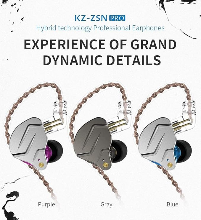 KZ ZSN Pro Dual Drivers 1BA 1DD in Ear Earphones HiFi Power Bass Earbuds - Image 4