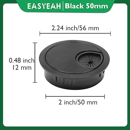 2 Pcs Desk Grommet 2" / 50 mm, Desk Cord Hole Cover, Cable Grommet Metal Zinc - Image 8