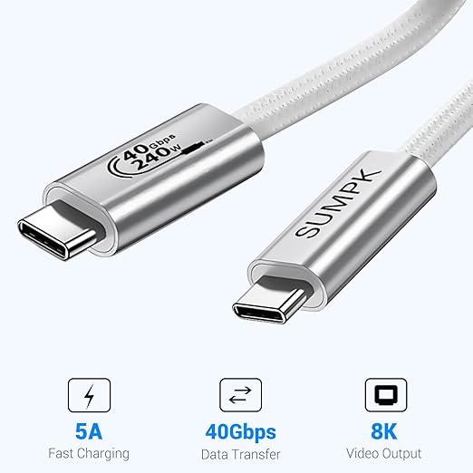 240W USB C Cable 6.6FT 2 Packs, USB4 Cable - Image 2