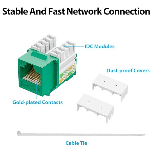 Iwillink Cat6 Keystone Jack and Punch-Down Stand, RJ45 Ethernet Jack, 90-Degree - Image 5