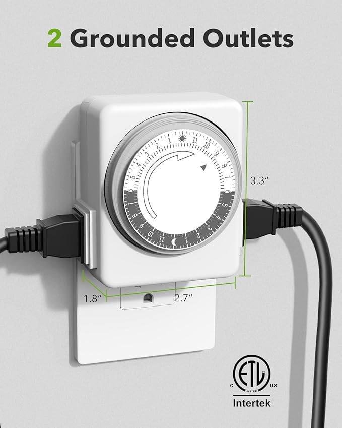HBN Outlet Timer for Electrical Outlets Indoor, 24 Hour Mechanical Light Timers - Image 3