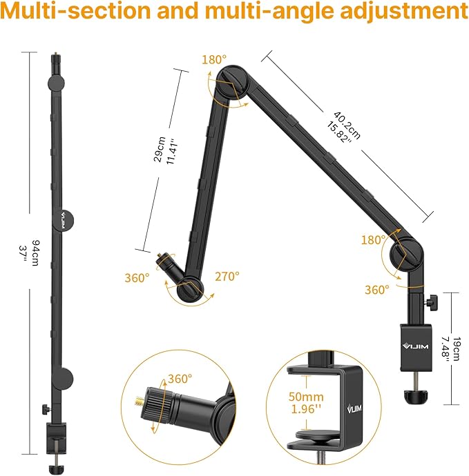 PICTRON VIJIM LS25 Camera Desk Mount, Flexible Overhead Webcam Stand - Image 5