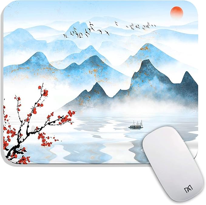 Square Mouse Pad Ink Painting Landscape, Personalized Premium-Textured Custom by Armanza