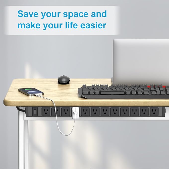 HHSOET 360° Rotating 12 Outlet Mountable Power Strip, Metal Gaming Table - Image 5