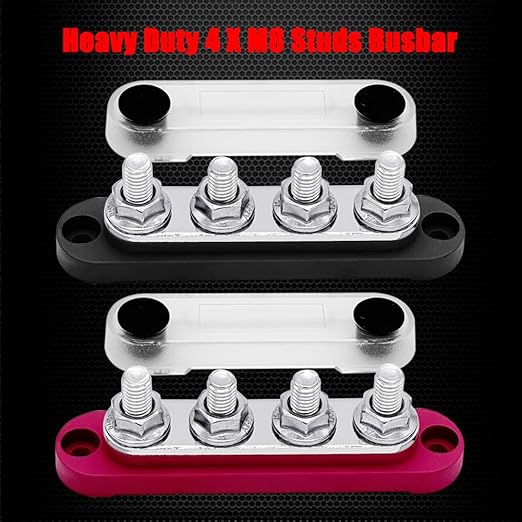 4 x M8 Studs Power Distribution Block Bus Bar 12V, Ampper 4.3" 200A Marine - Image 3