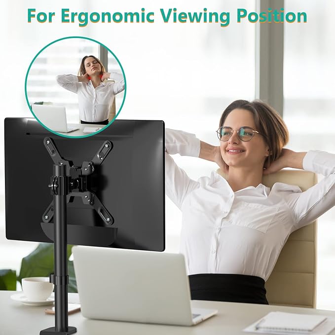 WALI Single Monitor Mount for 1 Computer Screen up to 42 inch, Fully Adjustable - Image 8