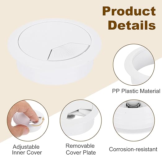 uxcell 8 Pcs 53mm Desk Grommet, Plastic Cable Hole Cover, Wire Cord Cable - Image 3