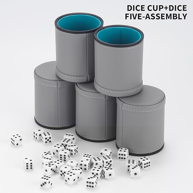 5 Pack PU Leather Dice Cups Velvet Felt-Lined Shaker Cups - Image 6