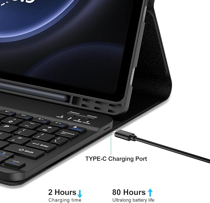 Galaxy Tab S9 FE Case with Keyboard 5G 10.9 Inch 2023, Keyboard - Image 5