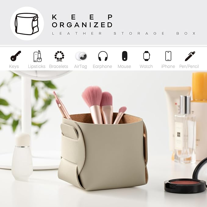 2-Pack Cork Leather Makeup Brush Holder Organizer - Image 4
