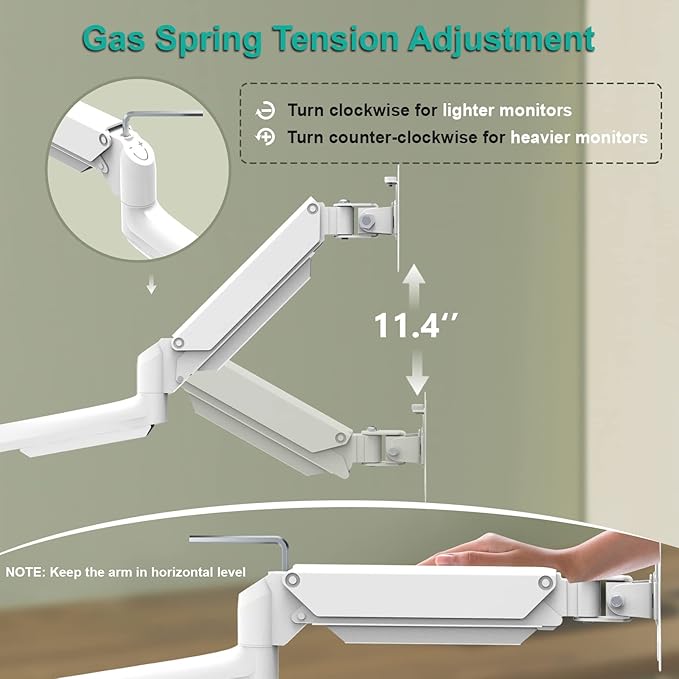 WALI White Triple Monitor Mount, 3 Monitor Desk Mount - Image 8