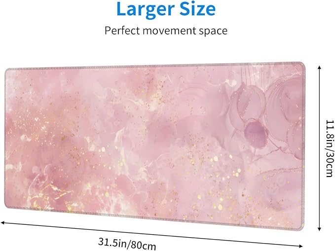 Rose Gold Marble Large Mouse Pad Extended Gaming Mousepad 31.5 x 11.8 Inch - Image 2