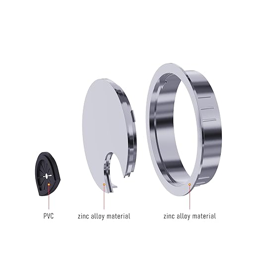 2 Pack Desk Grommet 2-3/8 Inch 60mm, Zinc Alloy Computer Desk Wire Hole Cover - Image 3