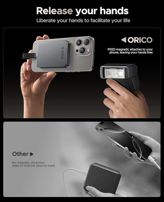 ORICO 2TB Magnetic Portable SSD, Aluminum Alloy, 4K 120 fps ProRes HDR Record - Image 7