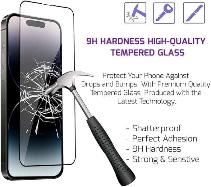 iPhone 14 Pro Screen Protector Tempered Glass Compatible - Image 6