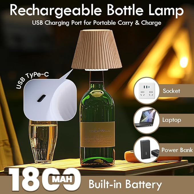 WILIT 2 Pack Wireless Bottle Lamp Shades - Image 6