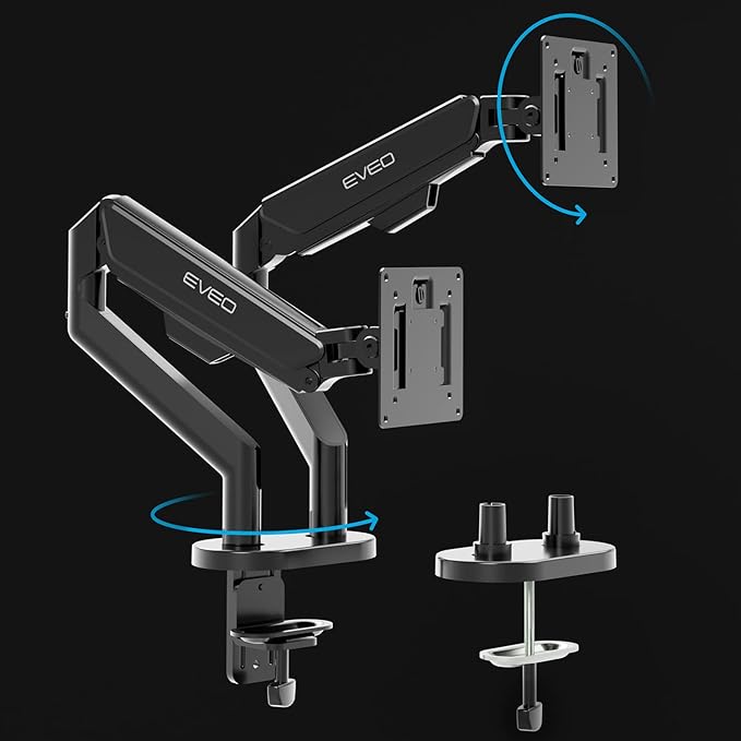 EVEO Premium Dual Monitor Mount 14"-35” Dual Monitor Arm VESA Bracket - Image 6