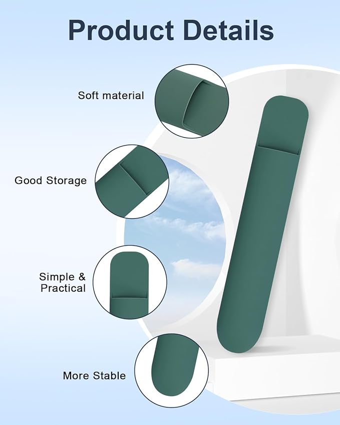 eZAKKA Silicone Pencil Holder For Most Pens, 7.8 inch Self-Adhesive Stick To - Image 3