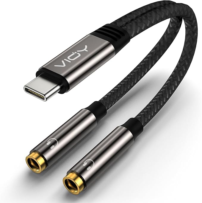 2 Pack VIOY USB C to Dual 3.5mm Female Headphone Splitter, Type C to Headphone by VIOY