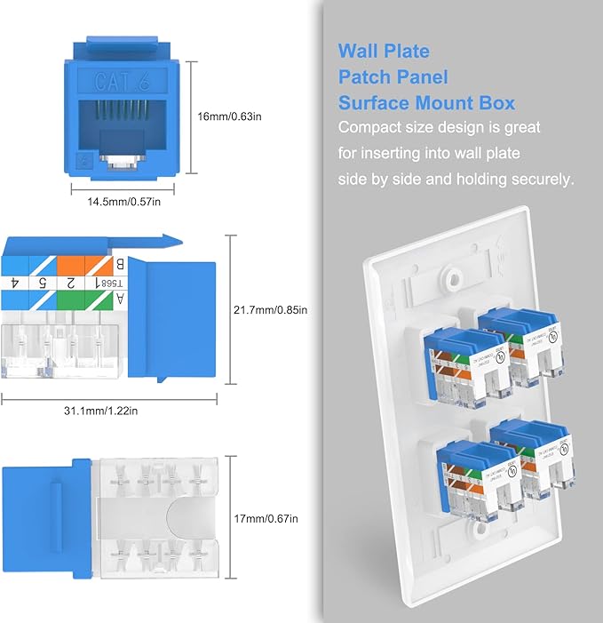 VCE UL Listed 10Gbps Cat6 Keystone Jack Insert 25-Pack, 90 Degree Punch Down - Image 5