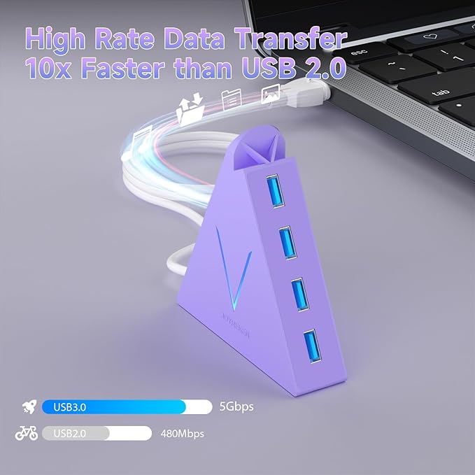 4-Port USB 3.0 Hub Tower with 2ft Cable - Image 4