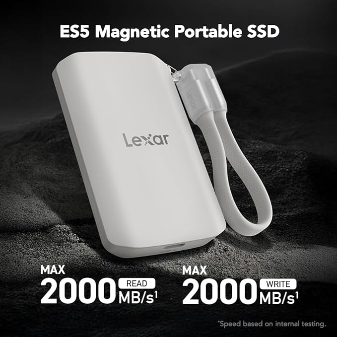 Lexar 1TB ES5 Magnetic External SSD, Compatible w/MagSafe, USB-C Smartphones - Image 2