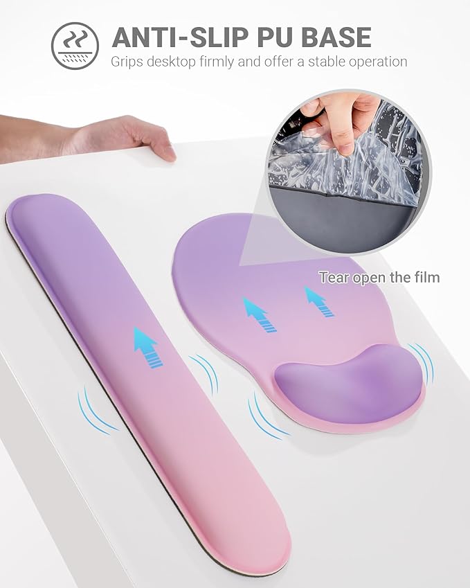 Ergonomic Mouse Pad Wrist Support Set, Memory Foam Keyboard Wrist Rest Set - Image 4