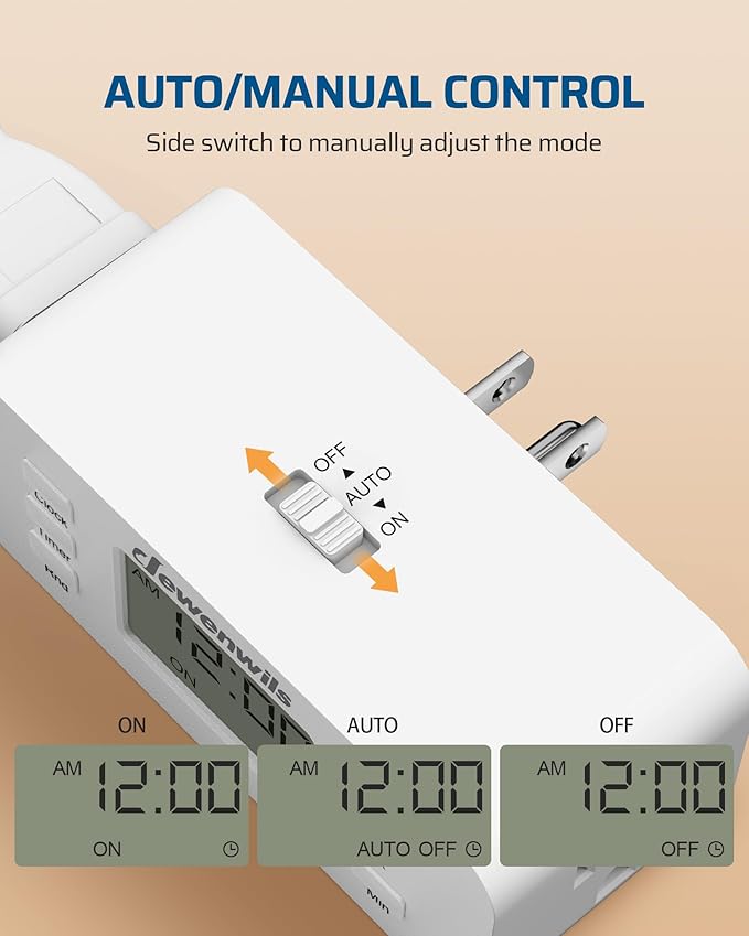 DEWENWILS 24 Hour Programmable Digital Timer Outlet, 2 Pack Timers - Image 2