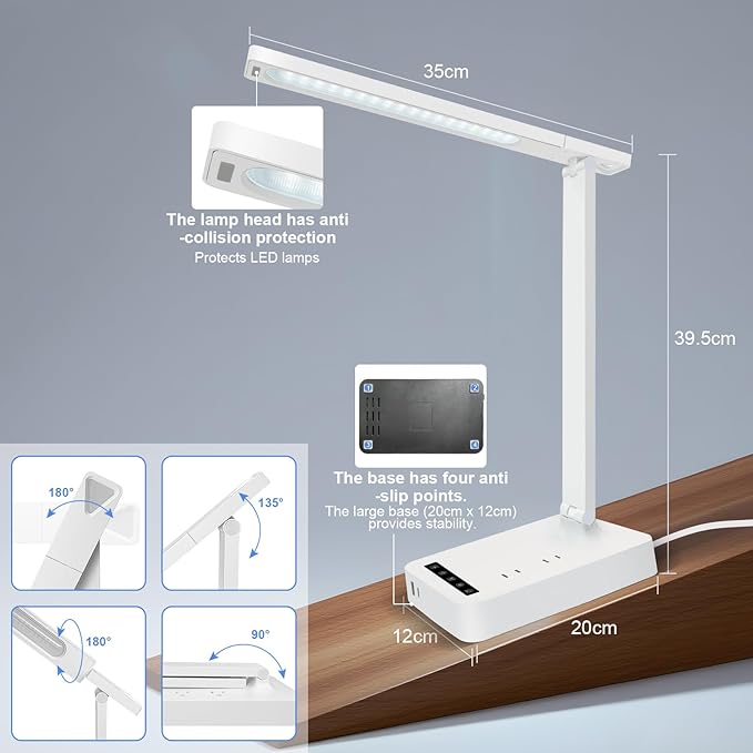 Desk Lamp with 4-Port Charging Station, 5 Color Modes & Adjustable Brightness - Image 7