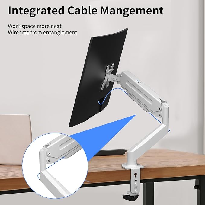 Suptek Monitor Mount Gas Spring Single Monitor Arm Desk Mount Stand Fully - Image 7