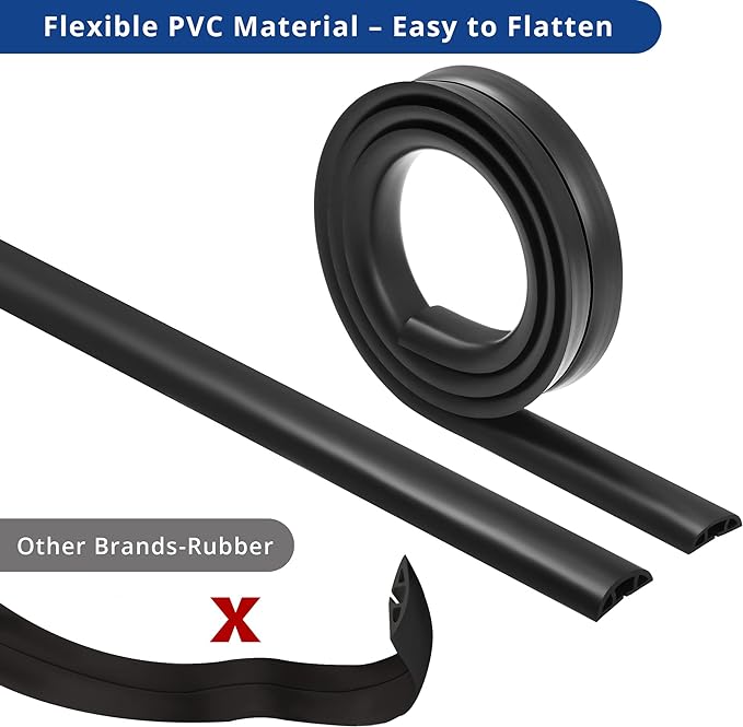 ZhiYo Floor Cord Cover 4ft, Cord Hider Floor Black, Cable Management Cover - Image 4