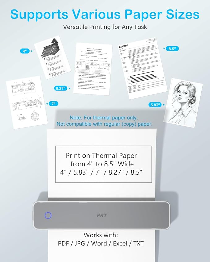 Inkless Portable Printer for Travel, Wireless Thermal Printer Support 8.5 x 11 - Image 5