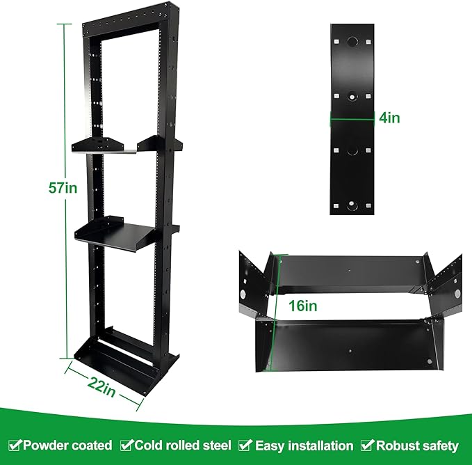 2 Post 29U Open Frame Server Rack 2-Post Server Rack Network Rack, Comes - Image 2