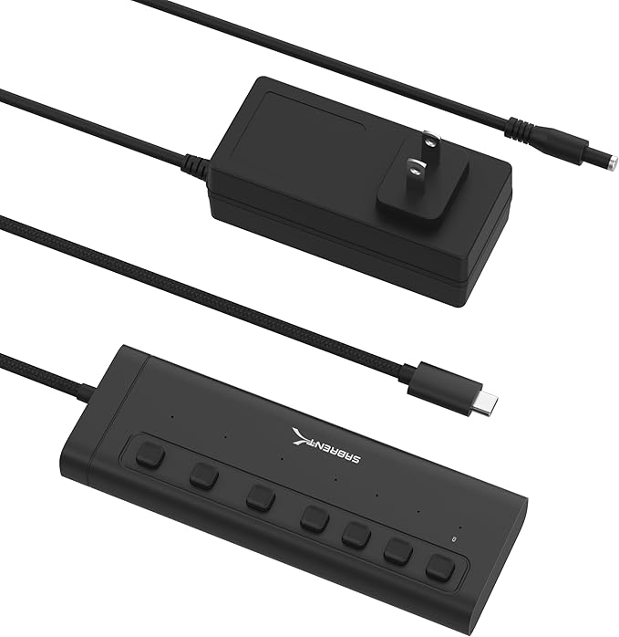 SABRENT 7-Port USB-C Hub with Power Switches, 5Gbps USB 3.2, 48W Powered Hub - Image 7