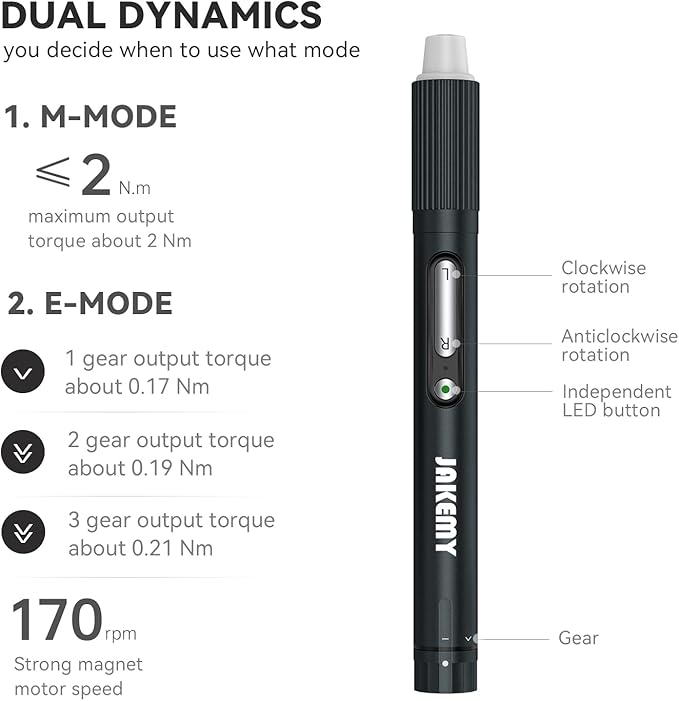 Small Electric Screwdriver Set, JAKEMY Adjustable 3 Torque Cordless Screwdriver - Image 2