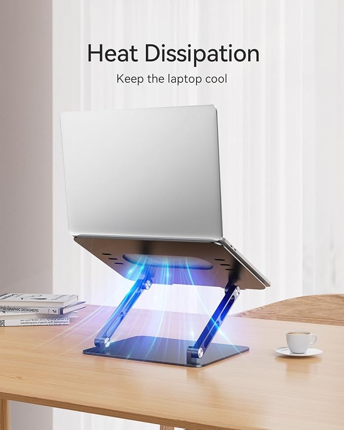 Foldable Aluminum Laptop Stand for 10-17.3" Laptops, Height Adjustable Portable - Image 4