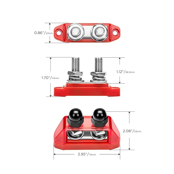 Recoil S2P-38 Bus Bar 250A Power Distribution Block Busbar Dual 3/8” Studs - Image 5