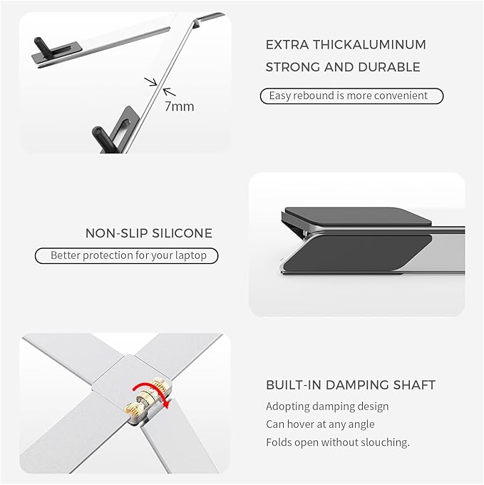 Junfire Foldable Laptop Stand for 17.3 inch, Aluminum Stable Ergonomic Laptop - Image 5