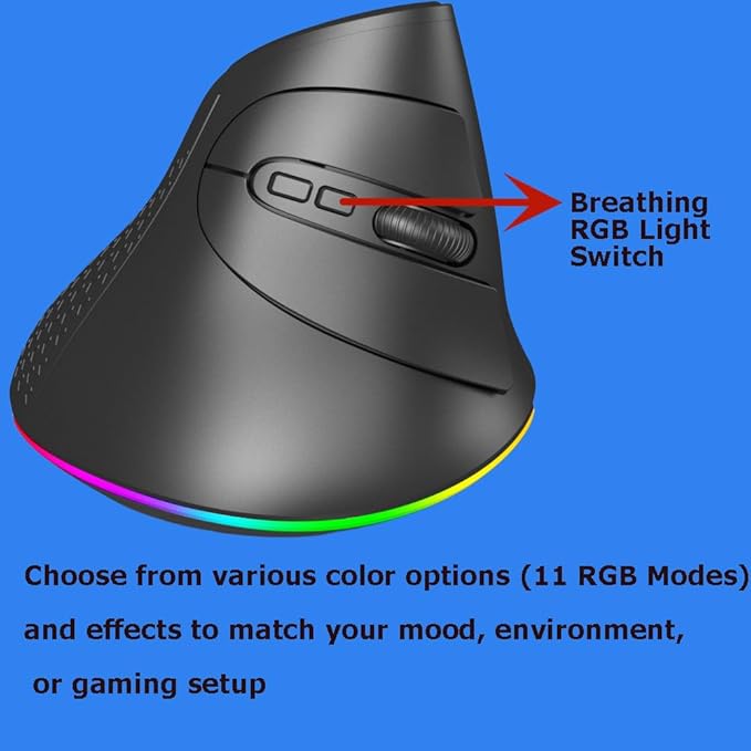 Wireless Mouse Bluetooth Rechargeable Dual Mode Ergonomic Vertical Large Carpal - Image 9