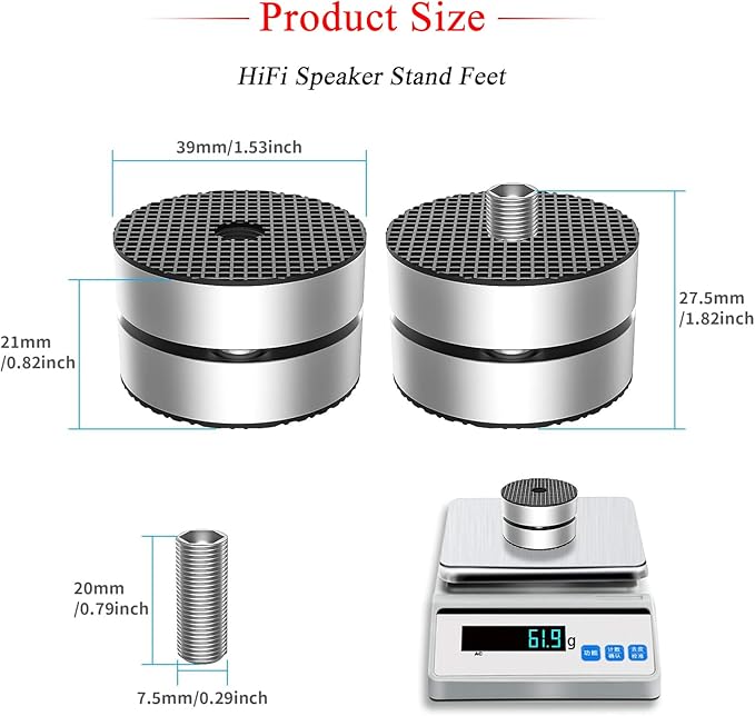 Audiocrast 4X HiFi Speaker Spike Pad Isolation Feet Stand Feet 40X23MM Shock - Image 6