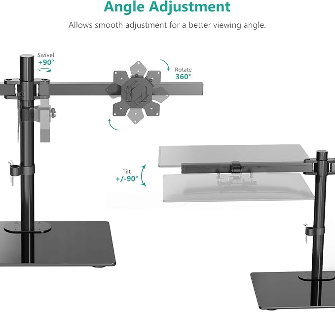 WALI Free Standing Dual Monitor Stand, Height Adjustable Monitor Mount - Image 3