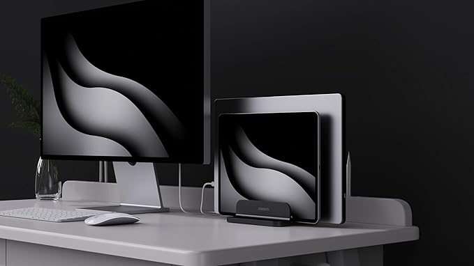 Dual Aluminum Vertical Laptop Stand Organizer, Sturdy Notebook Computer Holder - Image 9